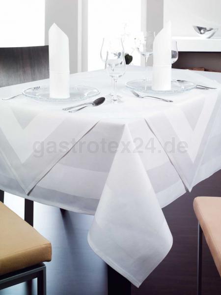 Tischdecke " Paris" weiß mit umlaufenden Atlasstreifen